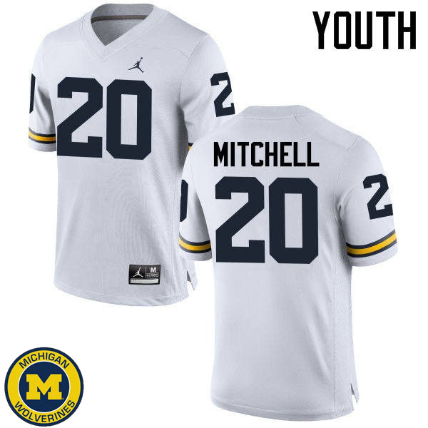 Youth University of Michigan #20 Matt Mitchell White NCAA Football Jersey